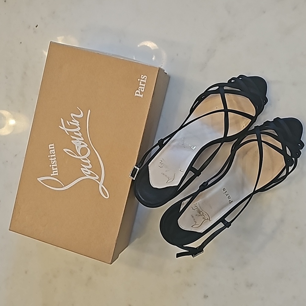 Authentic Christian Louboutin Night Cage in Black Satin EU 41 / US 9.5